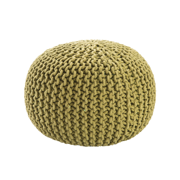 Visby Green Textured Round Pouf