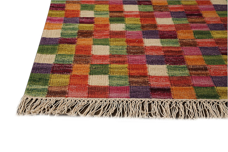 Small Box Multi Collection Hand Woven Wool Area Rug in Multi design by Mat the Basics