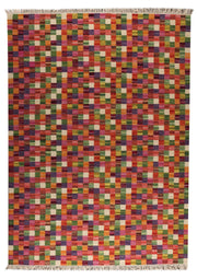 Small Box Multi Collection Hand Woven Wool Area Rug in Multi design by Mat the Basics