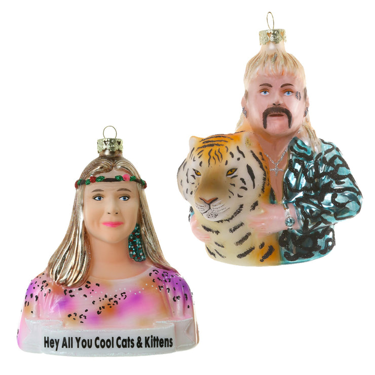 Tiger King and Carole Baskin Holiday Ornament Set