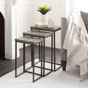 Troyes TOE-001 Nesting Table with Gray Top & Black Base, 3-Piece Set by Surya