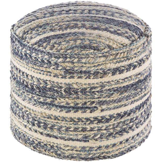 Tresse TSPF-001 Hand Woven Pouf in Navy & Cream by Surya