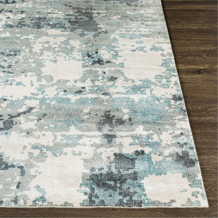 Wilson WSN-2307 Hand Knotted Rug in Teal & Beige