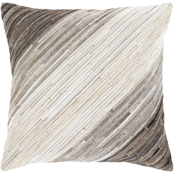 Zander ZND-004 Leather Pillow in Ivory & Taupe by Surya