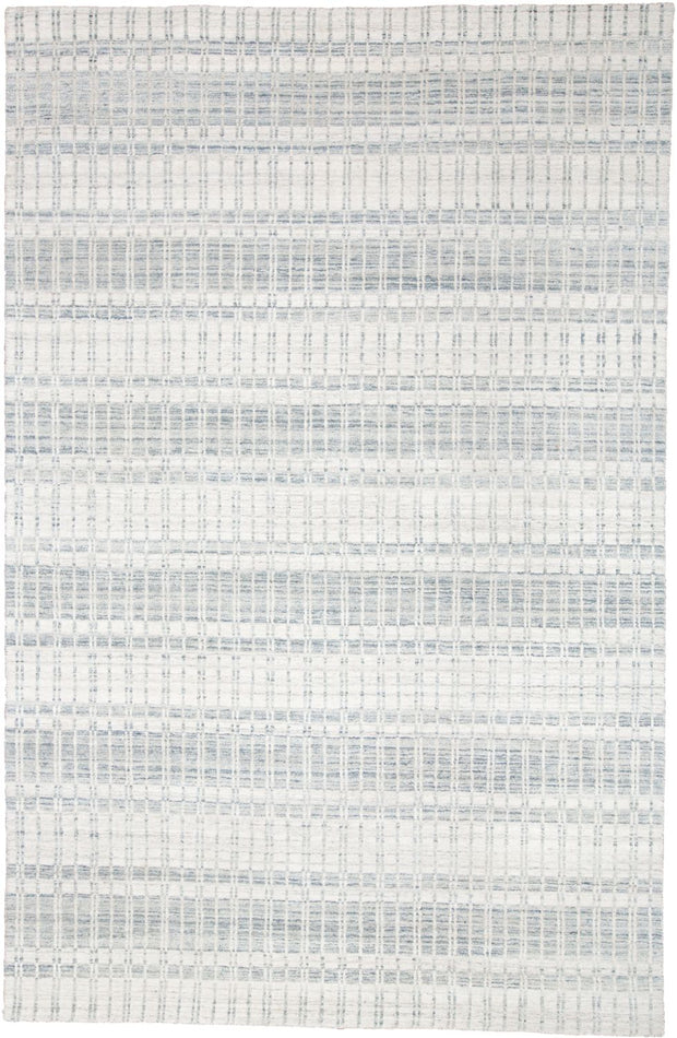 Odami Hand Woven Ivory and Blue Rug by BD Fine Flatshot Image 1