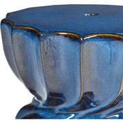 Alexia Indoor/Outdoor Ceramic Blue Garden Stool Corner Image 3
