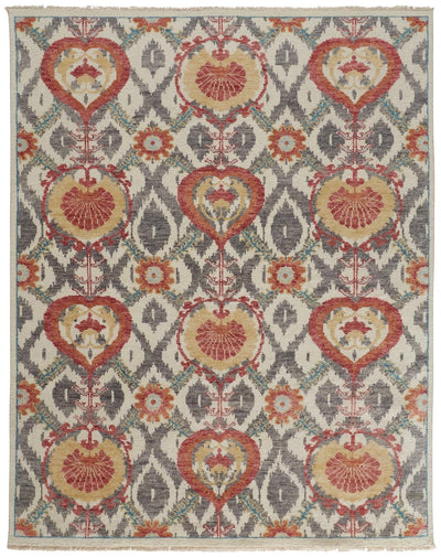 product image for Bennet Hand Knotted Orange and Gray Rug by BD Fine Flatshot Image 1 91