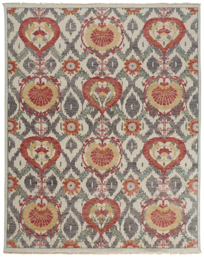 media image for Bennet Hand Knotted Orange and Gray Rug by BD Fine Flatshot Image 1 232