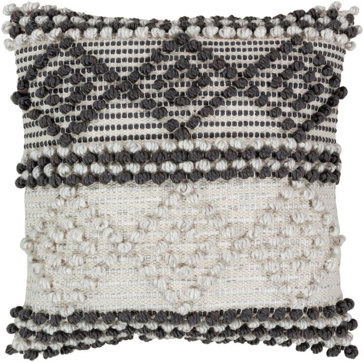 Anders Hand Woven Pillow in Charcoal & Cream
