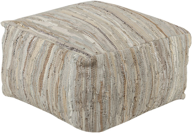 Anthracite Pouf in Cream design by Surya