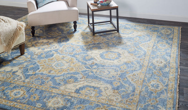 Irie Hand Knotted Blue and Gold Rug by BD Fine Roomscene Image 1