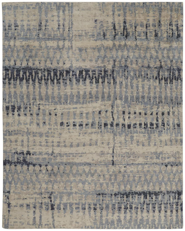Scottsdale Hand Knotted Tan and Blue Rug by BD Fine Flatshot Image 1