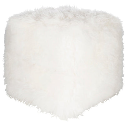 product image of Bahati Sheepskin Cream Pouf Flatshot Image 564