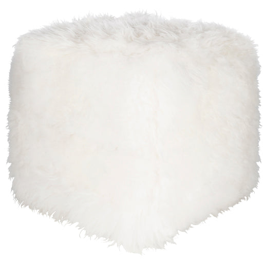 media image for Bahati Sheepskin Cream Pouf Flatshot Image 260