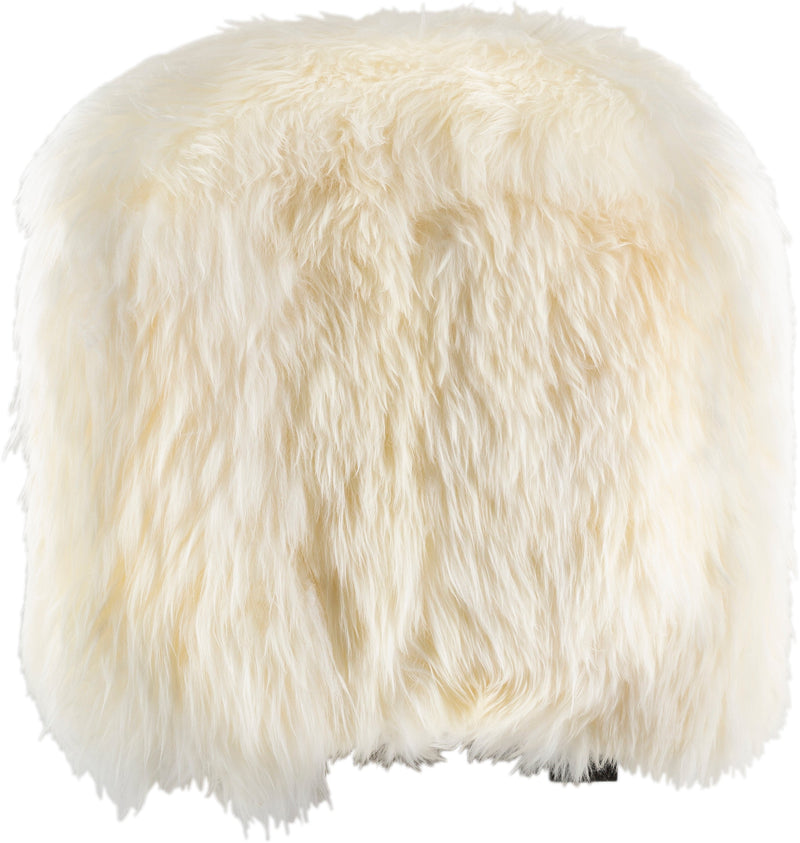 media image for Bahati Sheepskin Cream Pouf Flatshot Image 25