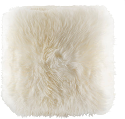 product image for Bahati Sheepskin Cream Pouf Flatshot Image 57