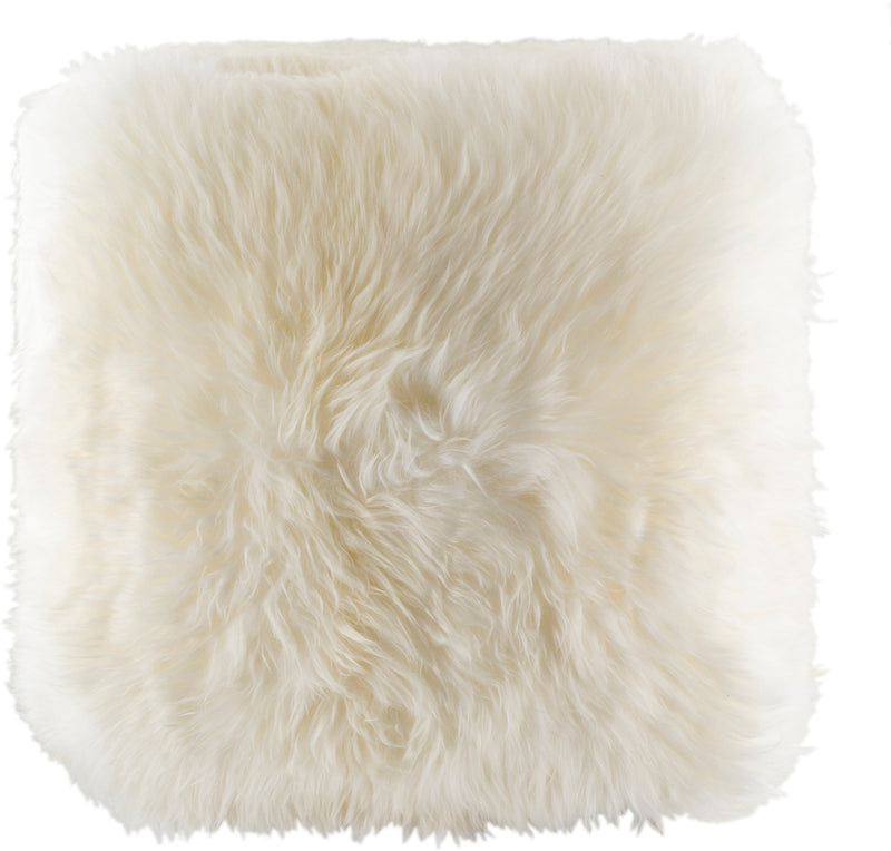 media image for Bahati Sheepskin Cream Pouf Flatshot Image 239