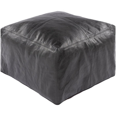 product image for Barrington Leather Black Pouf Flatshot Image 66