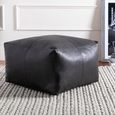 product image for Barrington Leather Black Pouf Styleshot Image 28