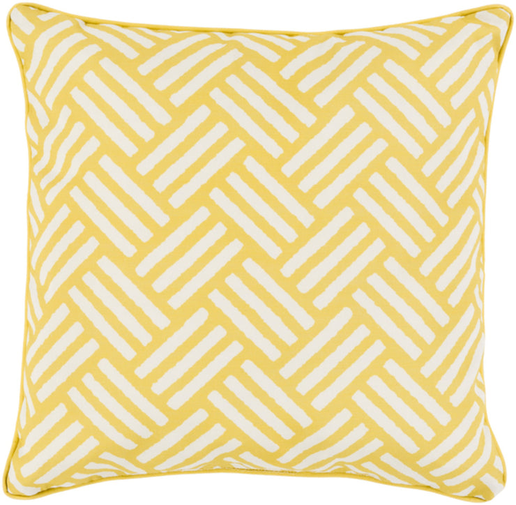 Basketweave Woven Pillow in Bright Yellow