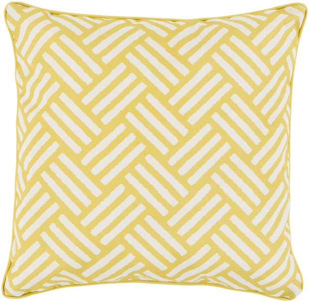 Basketweave 16" Outdoor Pillow in Gold & Ivory