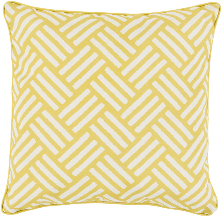 Basketweave 20" Outdoor Pillow in Gold & Ivory