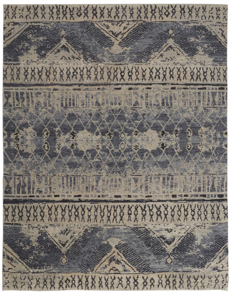 media image for Scottsdale Hand Knotted Blue and Tan Rug by BD Fine Flatshot Image 1 211