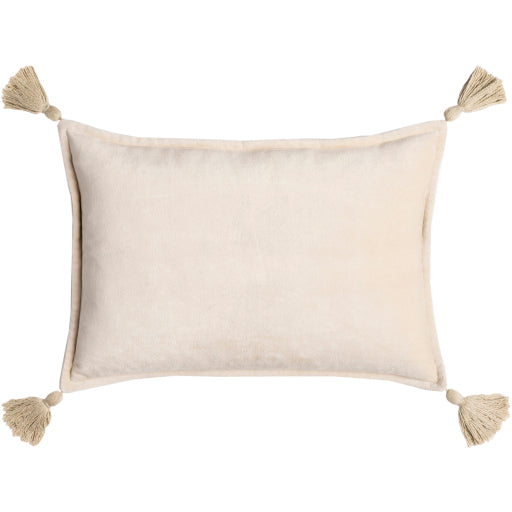 Cotton Velvet Cotton Beige Pillow Flatshot Image
