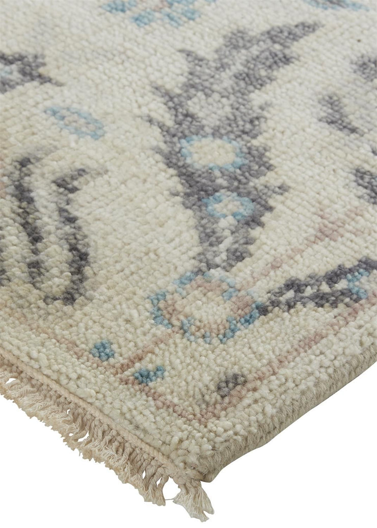 Bennet Hand Knotted Beige and Blue Rug by BD Fine Corner Image 1