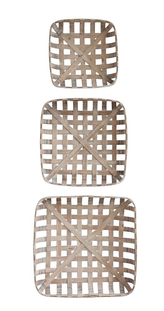 Set of 3 Square Wood Baskets design by BD Edition