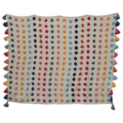 Multi Color Throw with Tufted Dots & Tassles