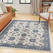 Nourison Essentials Indoor Outdoor Ivory Blue Persian Rug By Nourison Nsn 099446940971 9