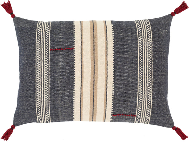 Dashing Hand Woven Pillow in Navy & Ivory