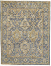 Irie Hand Knotted Blue and Gold Rug by BD Fine Flatshot Image 1