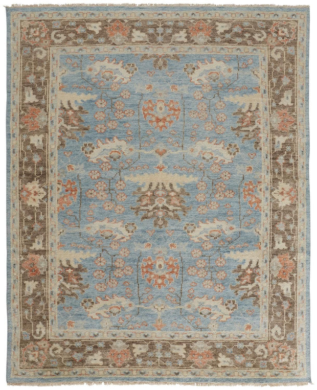 Bennet Hand Knotted Blue and Brown Rug by BD Fine Flatshot Image 1