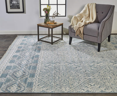 product image for Eckhart Hand Knotted Blue and Ivory Rug by BD Fine Roomscene Image 1 75