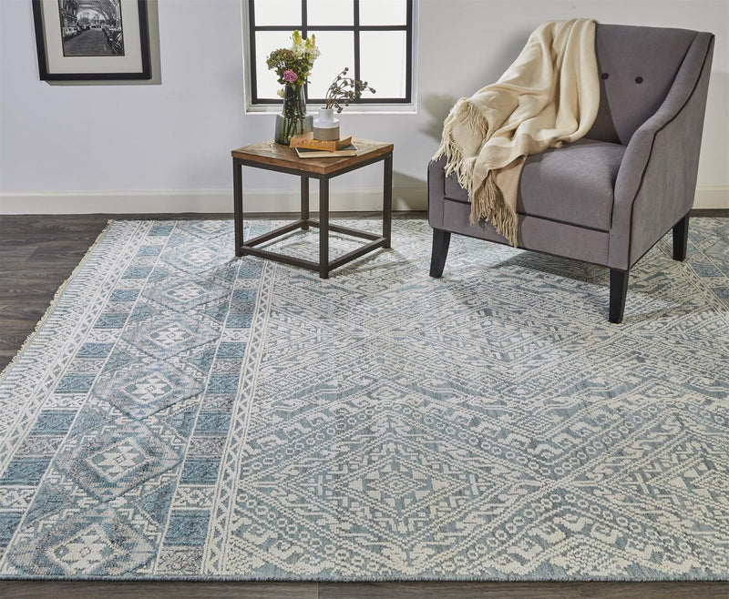 media image for Eckhart Hand Knotted Blue and Ivory Rug by BD Fine Roomscene Image 1 284