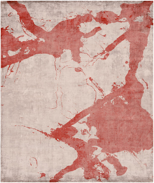 Eastern Side of Nanjing Hand Knotted Rug in Red design by Second Studio