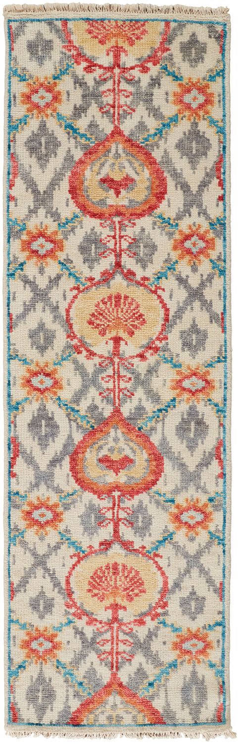 media image for Bennet Hand Knotted Orange and Gray Rug by BD Fine Flatshot Image 1 238