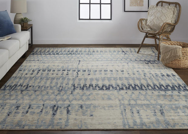 Scottsdale Hand Knotted Tan and Blue Rug by BD Fine Roomscene Image 1