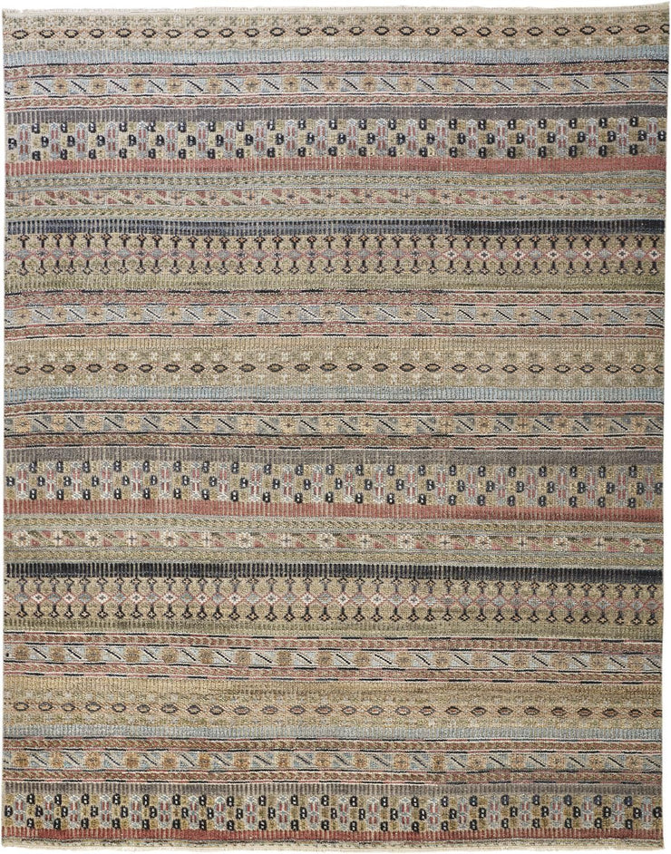 Eckhart Hand Knotted Tan and Blue Rug by BD Fine Flatshot Image 1