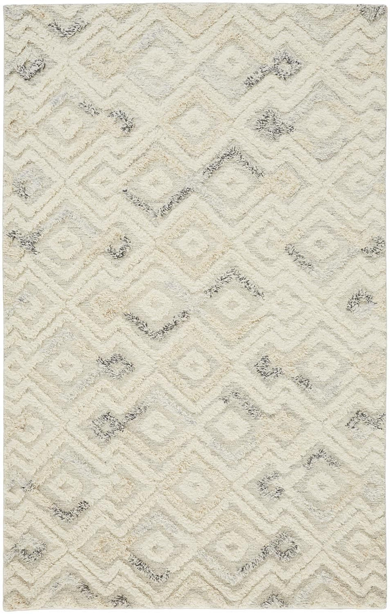 media image for Elika Hand Tufted Ivory and Blue Rug by BD Fine Flatshot Image 1 213