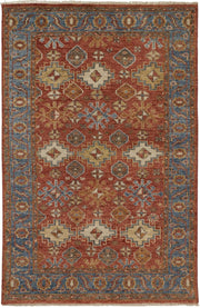 Irie Hand Knotted Rust and Blue Rug by BD Fine Flatshot Image 1