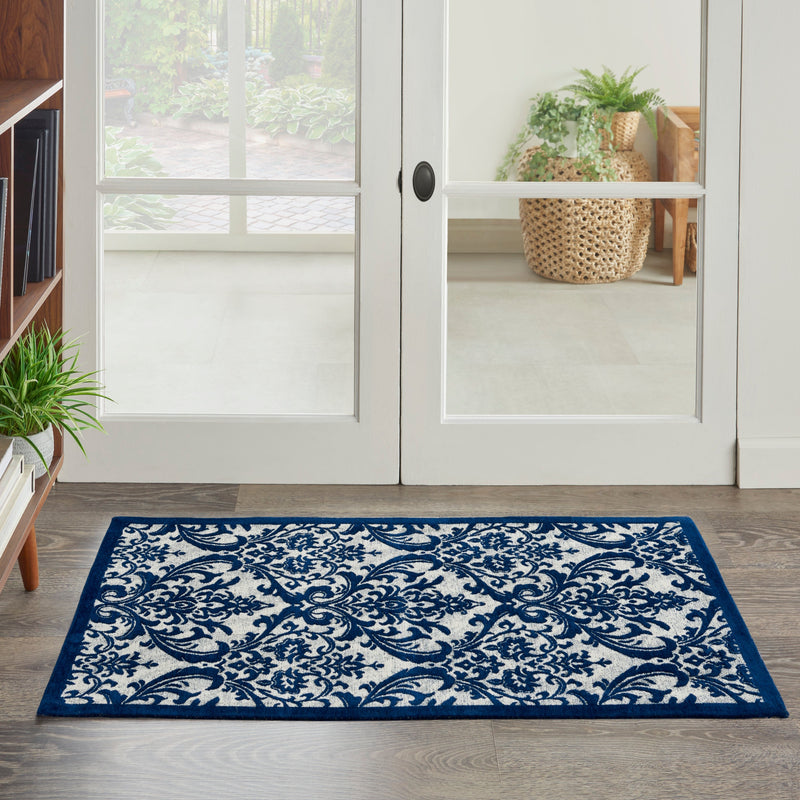 media image for damask ivory navy rug by nourison 99446341471 redo 3 246