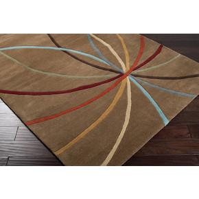 Forum Collection Wool Area Rug in Golden Brown and Multi design by Surya