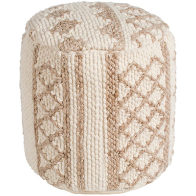 product image for Gobi Wool Cream Pouf Flatshot Image 21