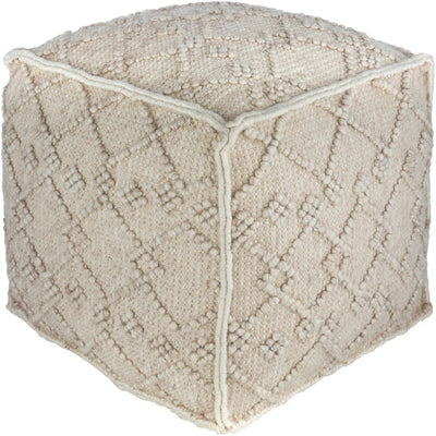 product image for Hygge Wool White Pouf Flatshot Image 94