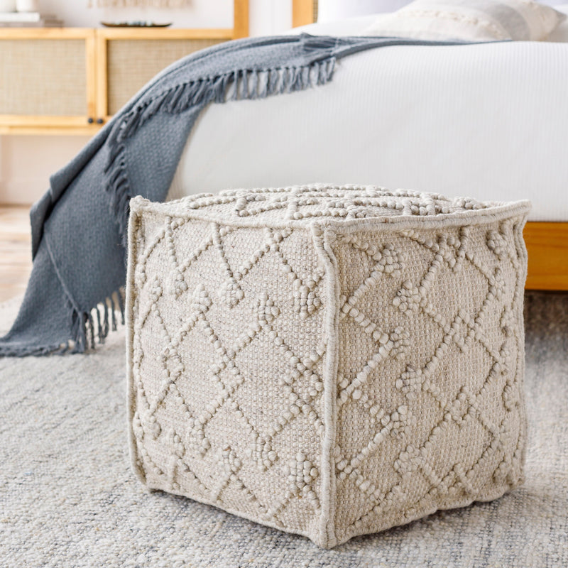 media image for Hygge Wool White Pouf 296