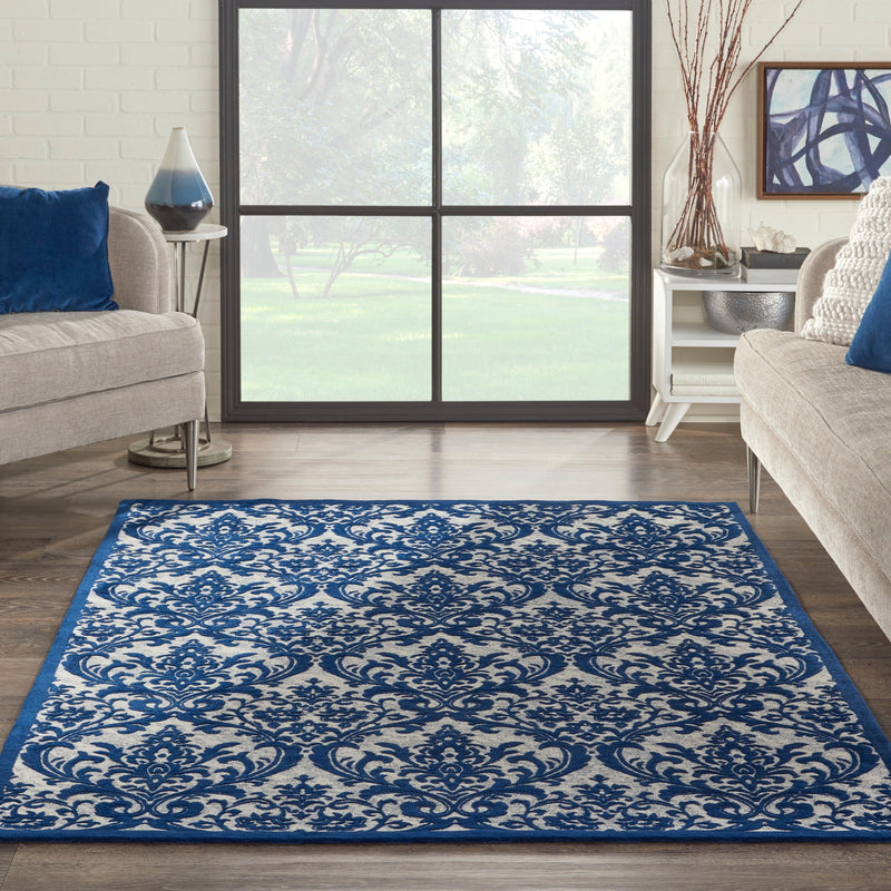 media image for damask ivory navy rug by nourison 99446341471 redo 5 225