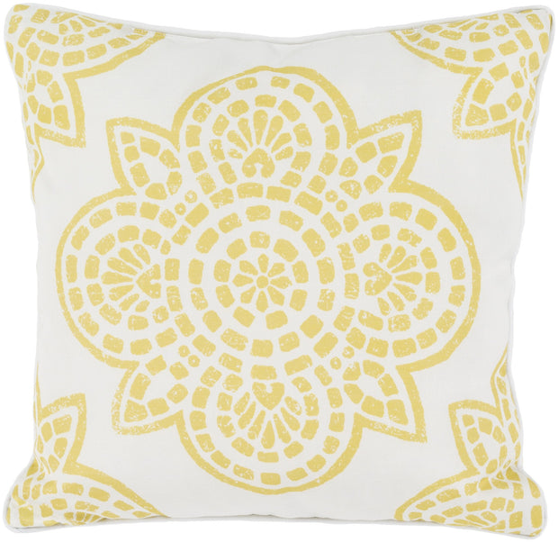 Hemma 16" Outdoor Pillow in Gold & Ivory